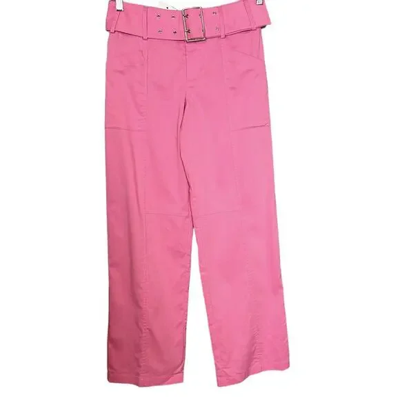 Lovers + Friends Barbie Pink Trouser Pants SMALL Work Straight Revolve $208 NEW - Picture 4 of 9